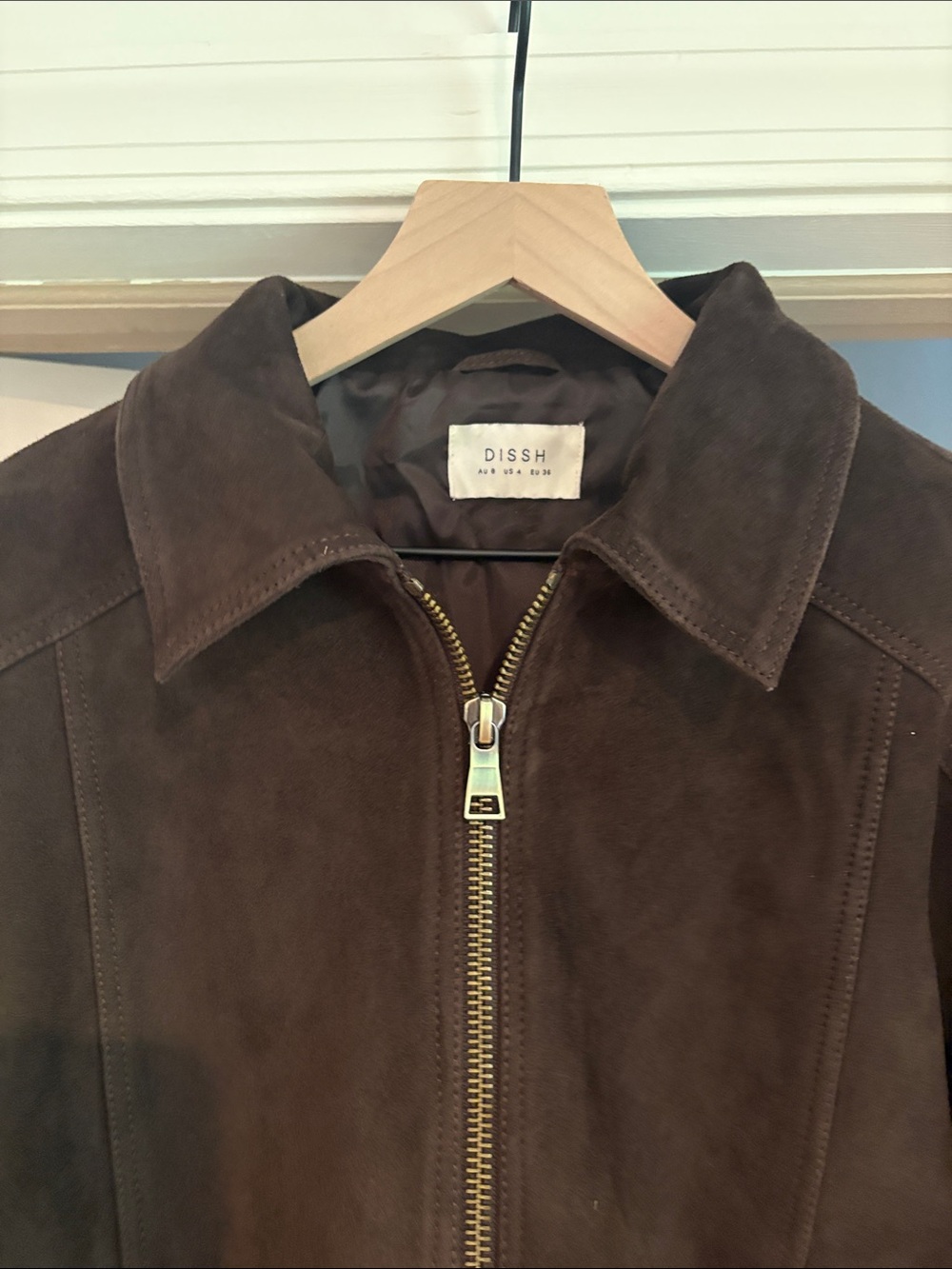 Dissh dalton suede bomber jacket in bitter chocolate never worn size US 4 - Picture 5 of 8